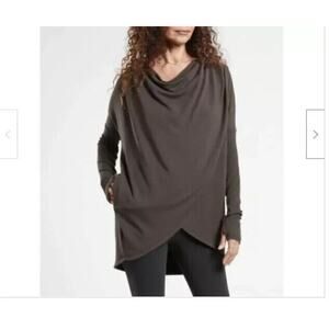 ATHLETA Plus Walnut Brown Purana Wrap Hoodie Sweatshirt 1X